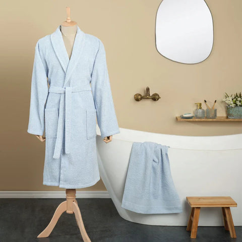 Karaca Home Männlich Defy Blau 100% Baumwolle Bademantel Set L/XL