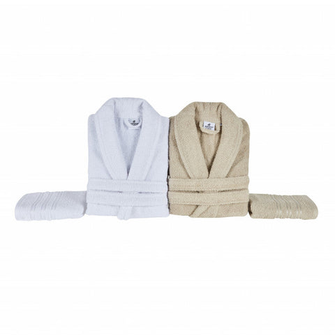 Karaca Home Carli 4-teiliges Bademantel/Bade-/Kopftuch Familien-Badset Offwhite Beige