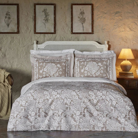 Karaca Home Harmonie 100% baumwolle doppelbett bettwäscheset beige