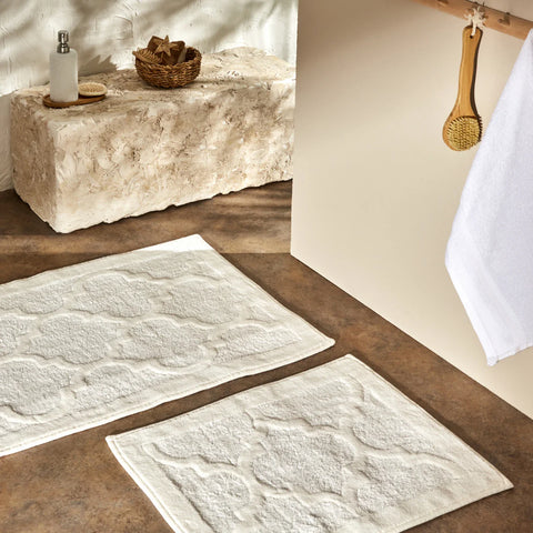 Karaca Home Katy 2-teiliges Badezimmer-Matten-Set Creme