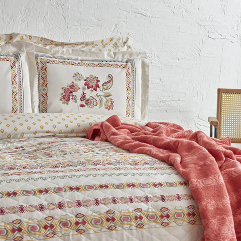 Karaca Home Carme doppelbett winter set mit decke tangerine