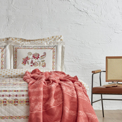 Karaca Home Carme doppelbett winter set mit decke tangerine