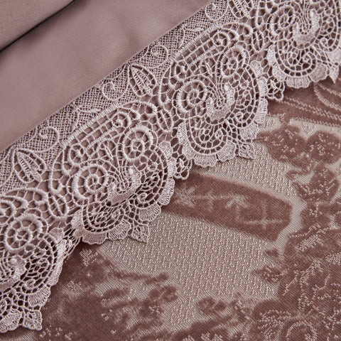 Karaca Home Valeria Queen 8-teiliges Hochzeitspaket Altrosa