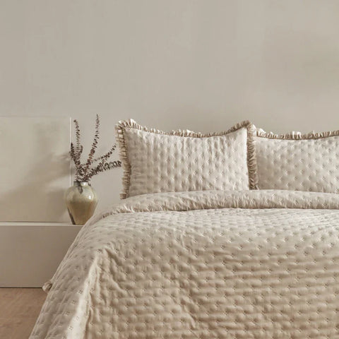 Karaca Home Viona Einzelbett-Tagesdecken-Set Beige