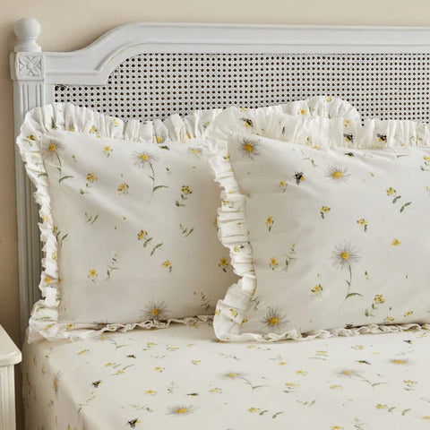 Karaca Home Emma 100% Baumwolle Rüschens Spannbettlaken Set Gelb (PP)