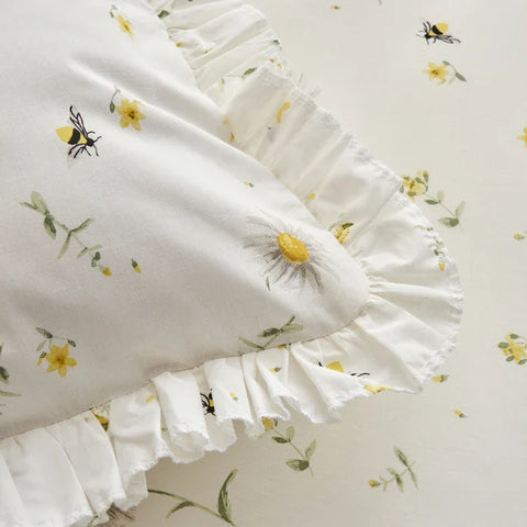 Karaca Home Emma 100% Baumwolle Rüschens Spannbettlaken Set Gelb (PP)