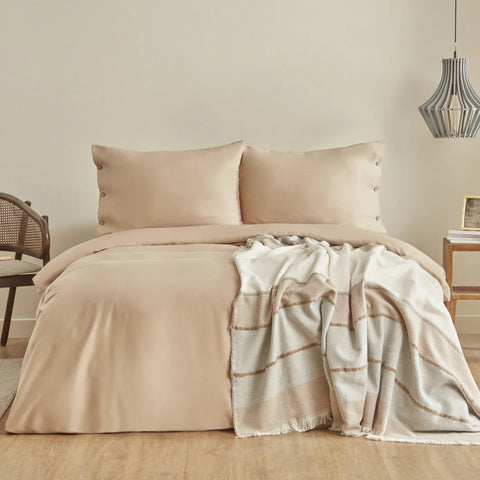 Karaca Home Nevada Doppelbett Krep Bettbezug Jacquard Quilt Set Beige