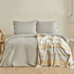 Karaca Home Nevada doppelbett creme bettbezug jacquard tagesdecke set senfgelb