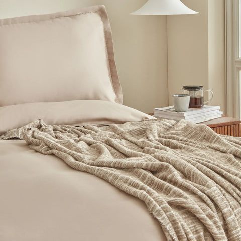 Karaca Home Weena doppelbett krep bettbezug jacquard steppdecken-set beige