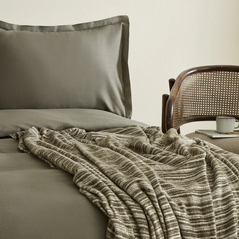 Karaca Home Weena doppelbett krepp bettbezug jacquard tagesdecke set grün