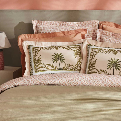 Karaca Home Afzelia Doppelbett Percale Bettwäsche mit Geschenk-Plaid Set in Pudra