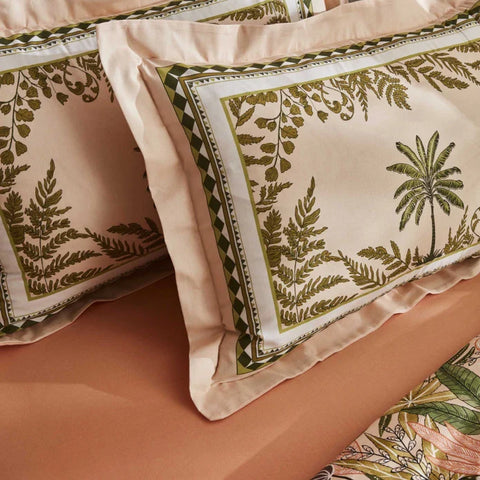 Karaca Home Afzelia Doppelbett Percale Bettwäsche mit Geschenk-Plaid Set in Pudra