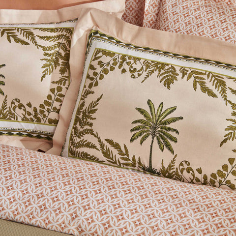 Karaca Home Afzelia Doppelbett Percale Bettwäsche mit Geschenk-Plaid Set in Pudra