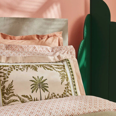 Karaca Home Afzelia Doppelbett Percale Bettwäsche mit Geschenk-Plaid Set in Pudra