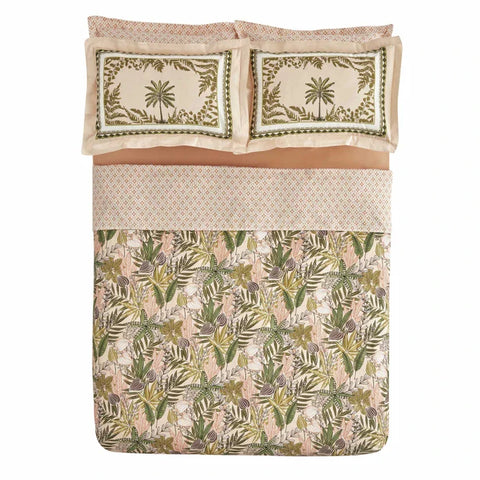 Karaca Home Afzelia Doppelbett Percale Bettwäsche mit Geschenk-Plaid Set in Pudra