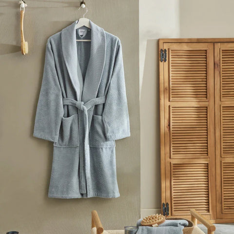 Karaca Home Andy 100 % Baumwolle Bademantel-Set L/XL Blau