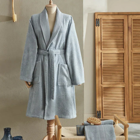 Karaca Home Andy 100 % Baumwolle Bademantel-Set L/XL Blau