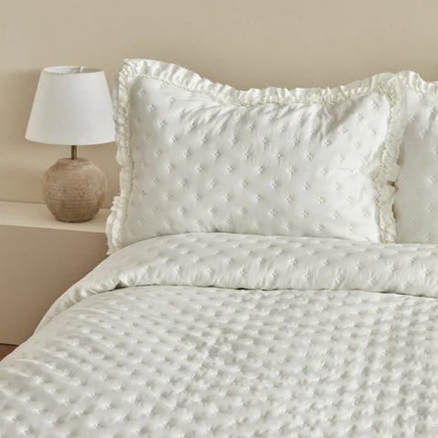 Karaca Home Viona Einzelbett-Tagesdecken-Set Ecru