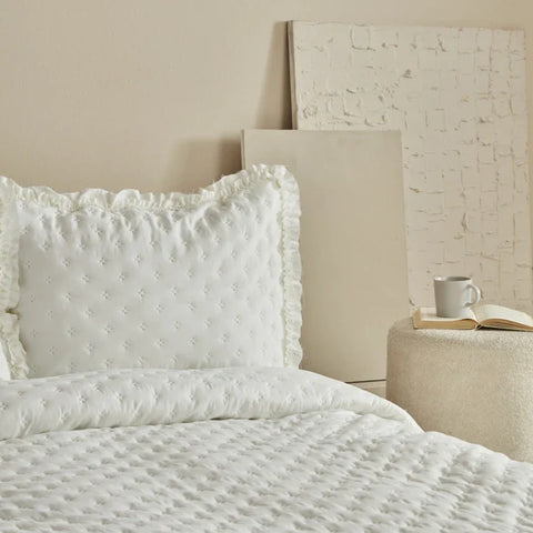 Karaca Home Viona Einzelbett-Tagesdecken-Set Ecru