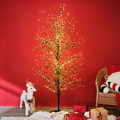 Karaca Home New Year Shimmer Dekorative LED-Weihnachtsbaum Schwarz 180 cm