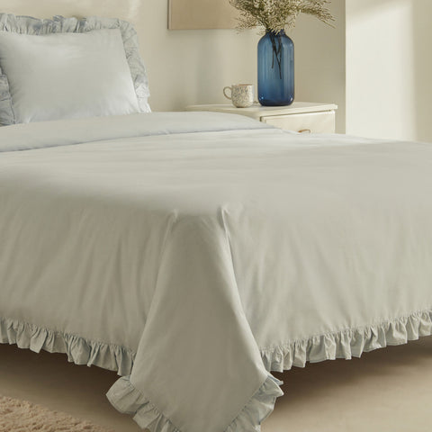 Karaca Home Pure Ruffle 100% Baumwolle Doppelbett-Bettwäsche-Set Hellblau