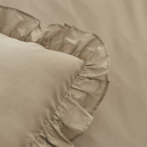 Karaca Home Pure Ruffle 100% Baumwolle Doppelbett-Bettwäsche-Set Hellgrau