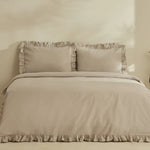 Karaca Home Pure Ruffle 100% Baumwolle Doppelbett-Bettwäsche-Set Hellgrau