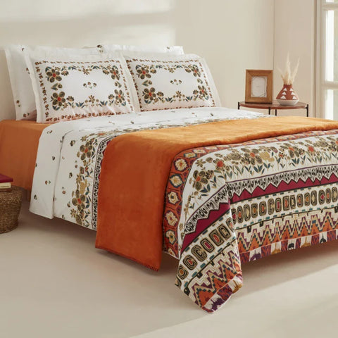 Karaca Home Runa 100% Baumwolle Doppelbett Bettwäsche Set mit Decke