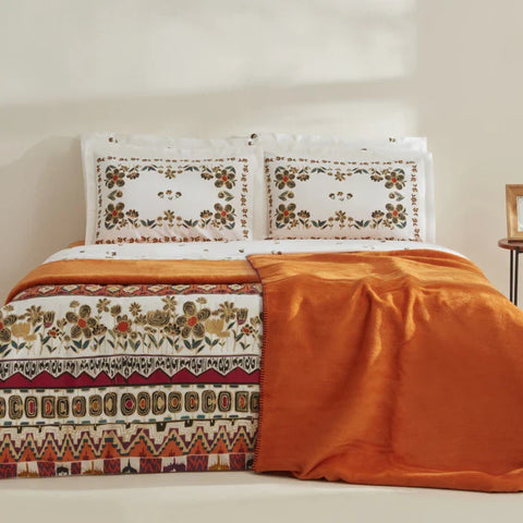 Karaca Home Runa 100% Baumwolle Doppelbett Bettwäsche Set mit Decke