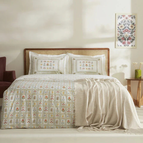 Karaca Home Arty 100% Baumwolle Doppelbett Bettwäsche und Decken Set