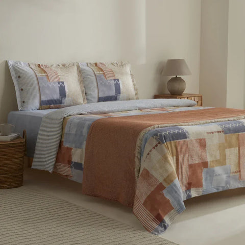 Karaca Home Simon 100% Baumwolle Doppelbett Bettwäsche und Decken Set