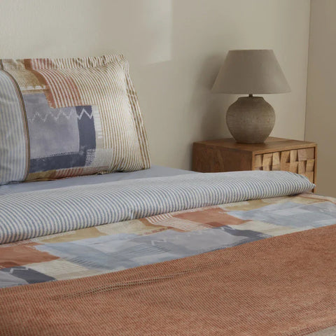 Karaca Home Simon 100% Baumwolle Doppelbett Bettwäsche und Decken Set