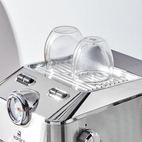 Karaca Coffee Art 1101 Milchaufschäumer, 20 Bar Druck, Espresso, Latte, Cappuccino, Americano Maschine 1,5L Inox