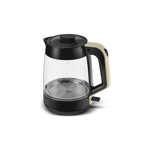 Karaca Glass Tea XL 2in1 Glas-Teezubereiter und Wasserkocher Creme
