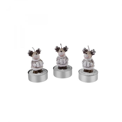 Karaca Home New Year Rentier 3er Teelichtkerze 14x9,3x6 cm