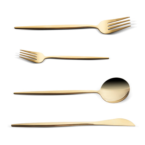Karaca Bella Gold Besteck Set für 6 Personen, 24 Teilig