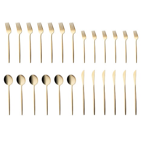 Karaca Bella Gold Besteck Set für 6 Personen, 24 Teilig