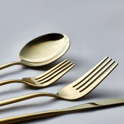 Karaca Bella Gold Besteck Set für 6 Personen, 24 Teilig