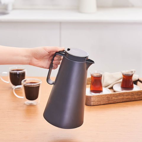 Karaca Thermoglas Lina Auslaufsichere Thermoskanne 1 Lt Schwarz