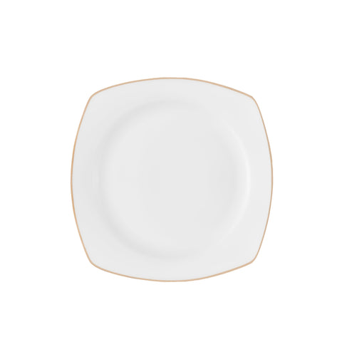 Karaca Timeless 59-teiliges Porzellan Halb-Quadratisches Dinner-Set für 12 Personen, Gold