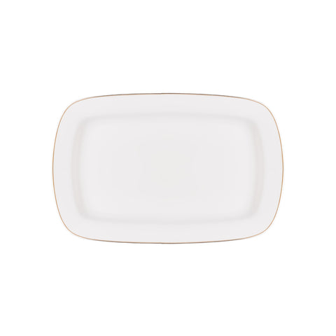 Karaca Timeless 59-teiliges Porzellan Halb-Quadratisches Dinner-Set für 12 Personen, Gold