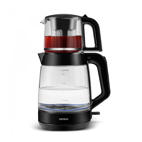 Karaca Glass Tea XL 2 in 1 Glas-Teemaschine Shiny Black