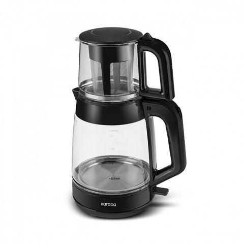 Karaca Glass Tea XL 2 in 1 Glas-Teemaschine Shiny Black