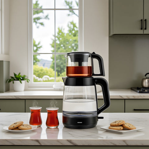 Karaca Glass Tea XL 2 in 1 Glas-Teemaschine Space Gray