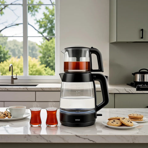 Karaca Glass Tea XL 2 in 1 Glas-Teemaschine Space Gray