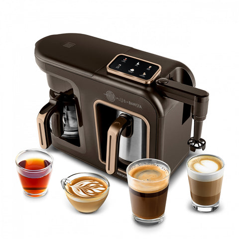 Karaca Hatır Plus Barista Steel 6 in 1 Sprechende Türkische Kaffee-Maschine Walnut Brown