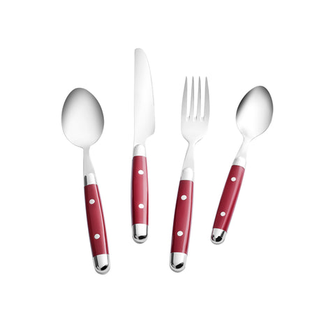 Karaca Alina 24-teiliges 6-Personen Gabel, Messer, Löffel Set Rot