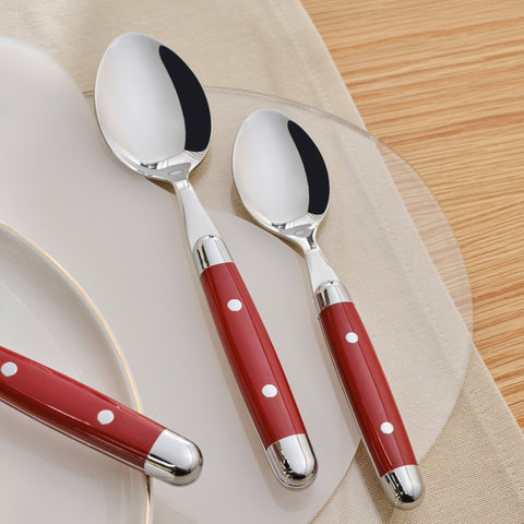 Karaca Alina 24-teiliges 6-Personen Gabel, Messer, Löffel Set Rot