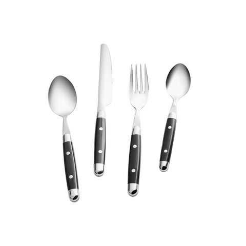 Karaca Alina 24-teiliges 6-Personen Gabel, Messer, Löffel Set Schwarz