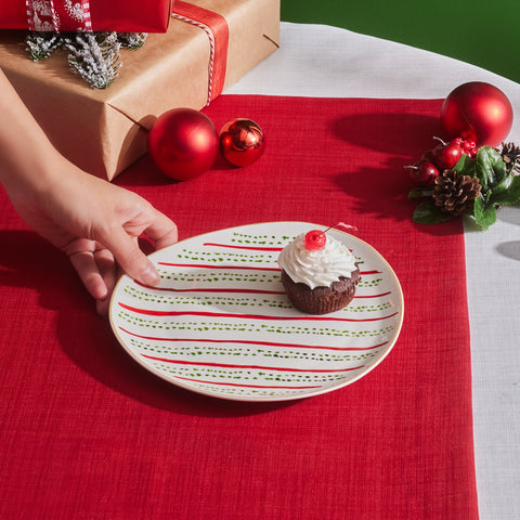 KARACA New Year Kokina Grüne Punkte 20,5 cm Kuchenteller